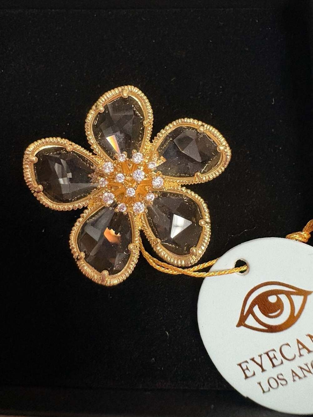 Eyecandy Los Angeles Crystal Flower Statement Ring